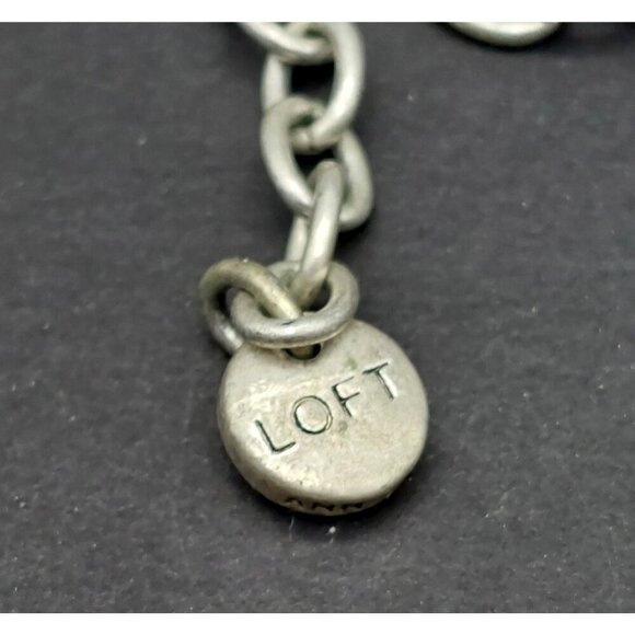 LOFT Antique Silver Tone Multi Strand Collar Bib Necklace Statement Crystal Bead - Picture 10 of 10